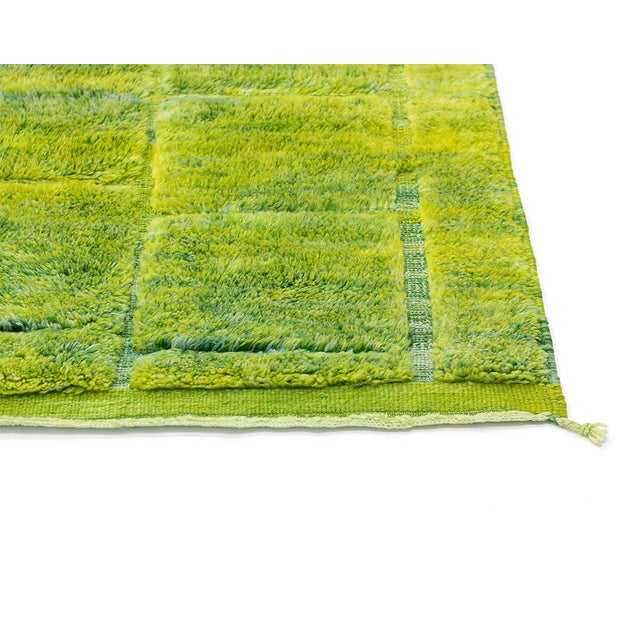 Green 3.00 X 2.21 M Hand-Knotted Wool Rug - Vibrant Lime Green & Neon Yellow Statement Carpet, One of a Kind For Sale - Image 8 of 11
