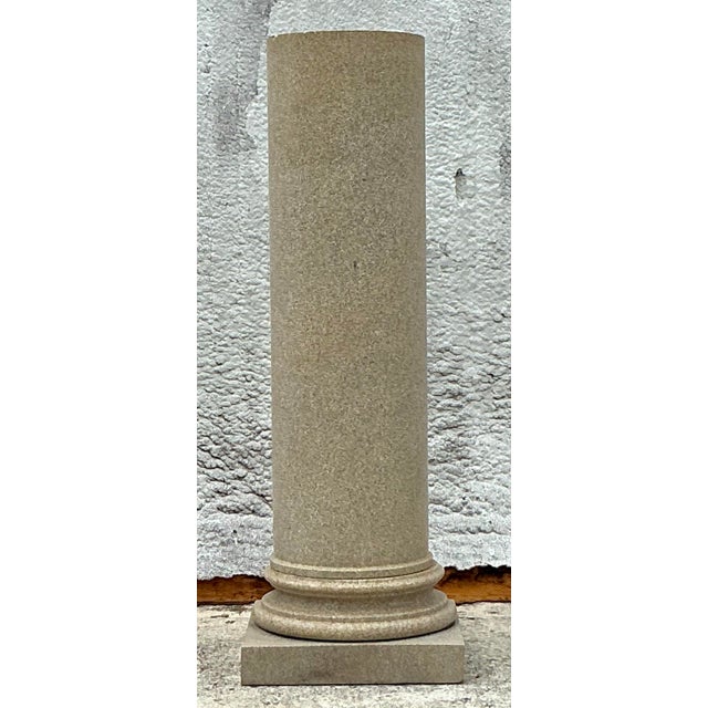 Almond Vintage Regency Solid Granite Columns - a Pair For Sale - Image 8 of 9