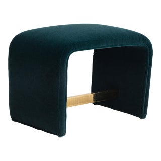 Mid 20th Century Milo Baughman for Thayer Coggin Waterfall Bench in Teal Mohair For Sale