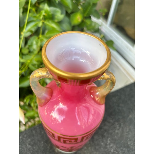 Raspberry Pink 19th Century Continental Pink Opaline Glass Vase For Sale - Image 8 of 9