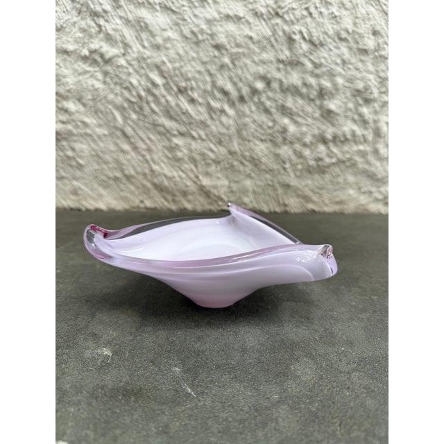 Triangle shaped lavender case glass ashtray attributed to V.A.N. The ashtray is not marked.