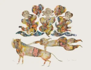 1970s "Spectacle à Trois" Lithograph by Sakti Burman