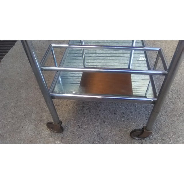 Vintage Chrome Serving Bar Cart For Sale - Image 4 of 11