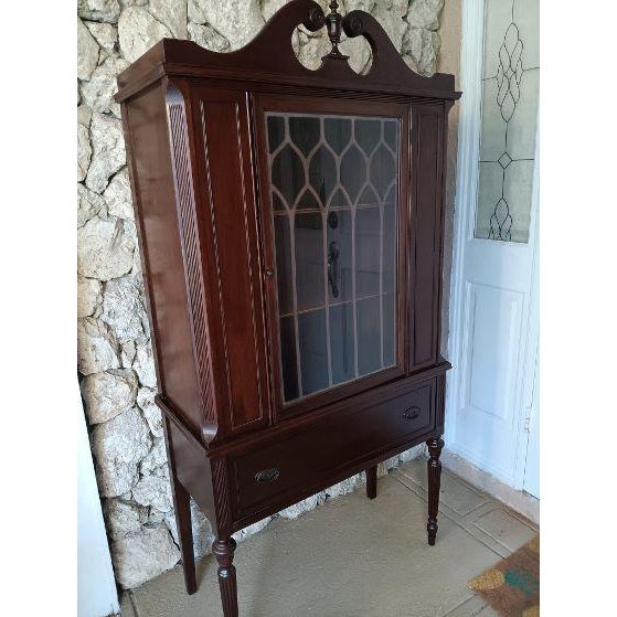 Antique China Cabinet Hepplewhite Hutch Duncan Phyfe Style For Sale - Image 9 of 10