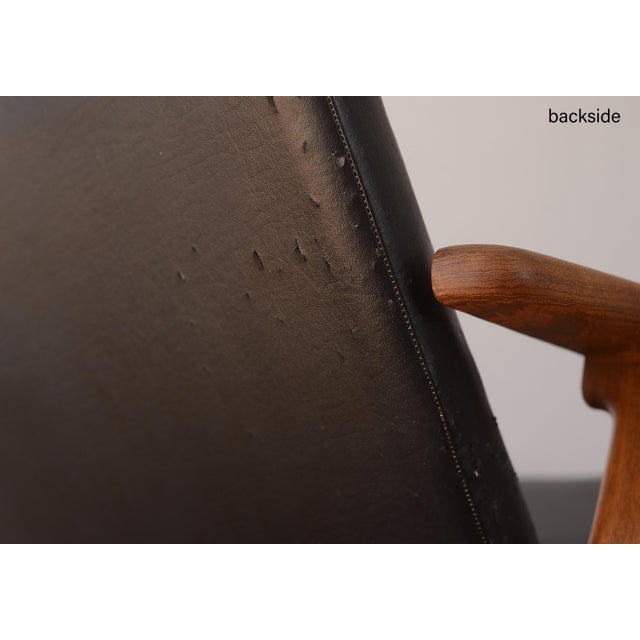 MCM Danish Modern Teak & Black Vinyl Reclining Lounge Chair For Sale - Image 16 of 18