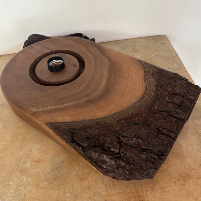 2020s Studio Made Live Edge Walnut Table Lamp For Sale - Image 5 of 6