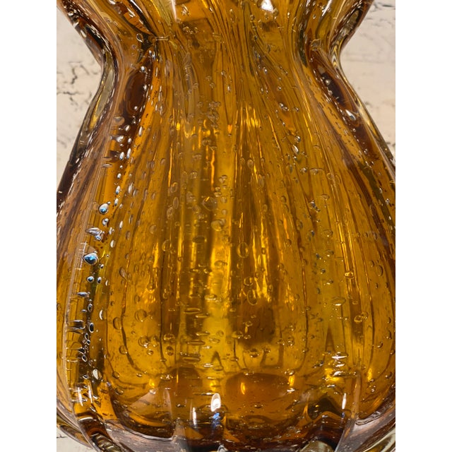 1970s Late 20th Century Mouth Blown Amber Vase For Sale - Image 5 of 12