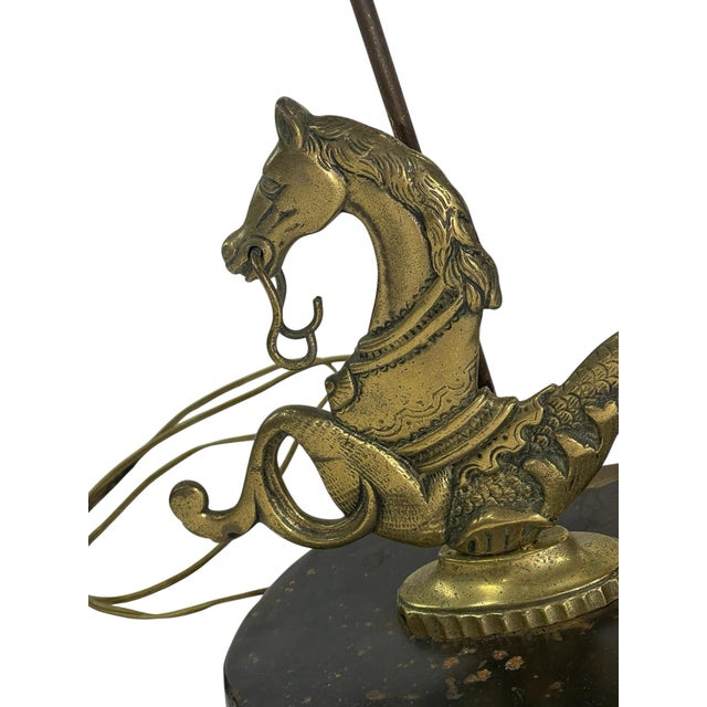 Bronze Mid-20th Century Italian Cast Brass Hippocamp Table Lamp For Sale - Image 8 of 12