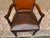 Antique Oak Banker Office Desk Chair. Upholstered with a rich brown leather and brass nailhead trim. American crafted...