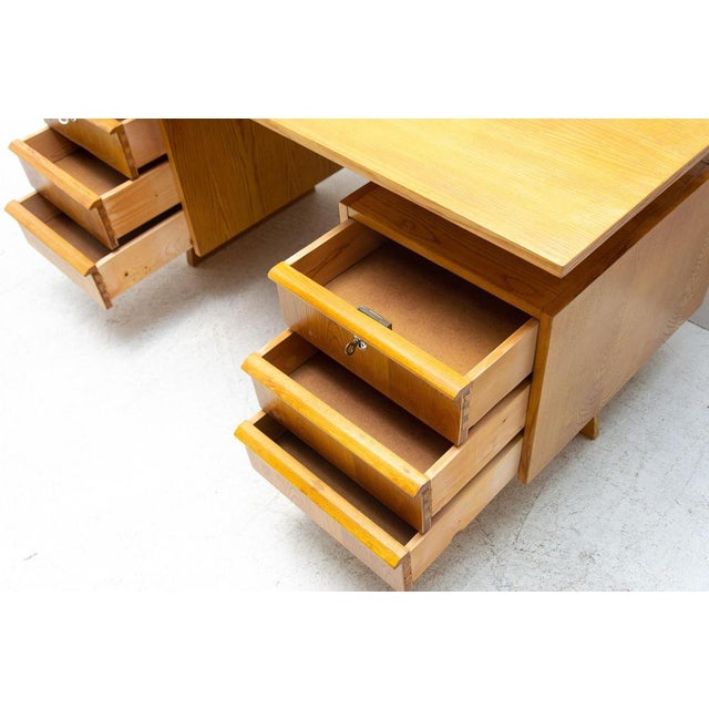 Mid-Century Beechwood Writing Desk, Czechoslovakia, 1970s For Sale - Image 12 of 18