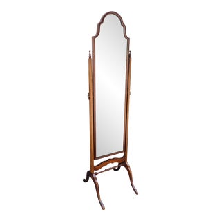 Mid-Century Slender Solid Mahonay Full Length Cheval Mirror For Sale