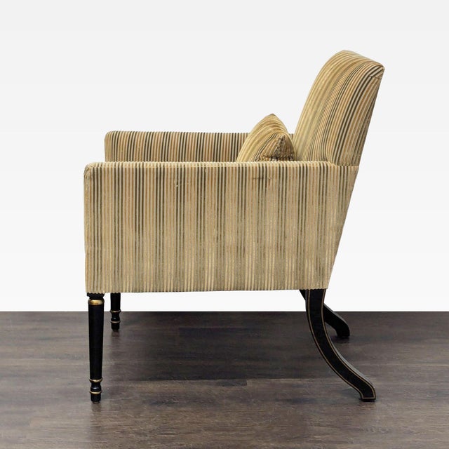 Modern Dessin Fournir Striped Upholstered High-Back Armchair For Sale - Image 3 of 8