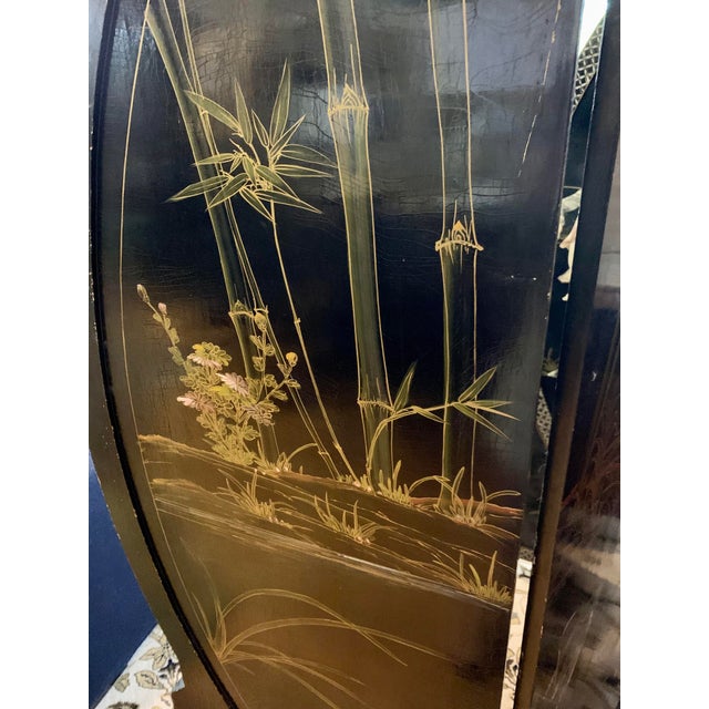 Black Lacquer Chinese Carved Screen Room Divider Chairish