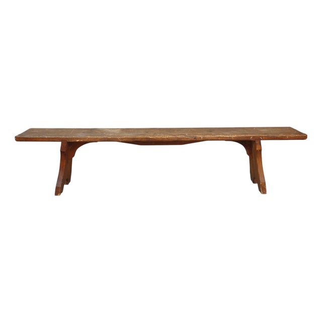 Late 19th Century Rustic French Pine Bench For Sale