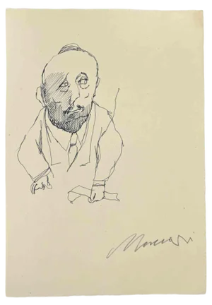 Mino Maccari, Portrait, Drawing in Ink, 1960s