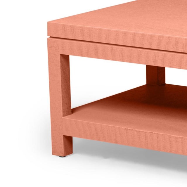 Asian Custom Modern Raffia Coffee Table. The Paint Name Is "Montecillo Peach." For Sale - Image 3 of 5