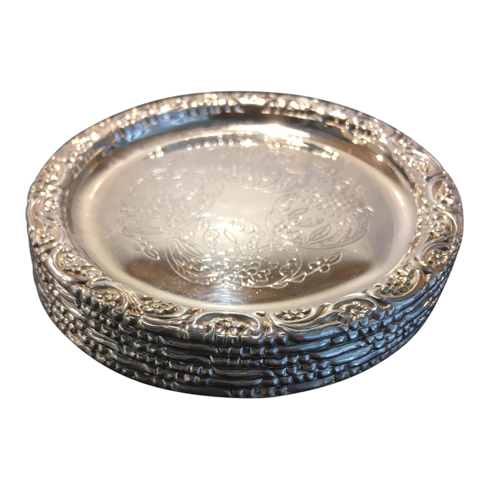 Vintage Swedish Silver Plate Coasters Set of 6 Chairish