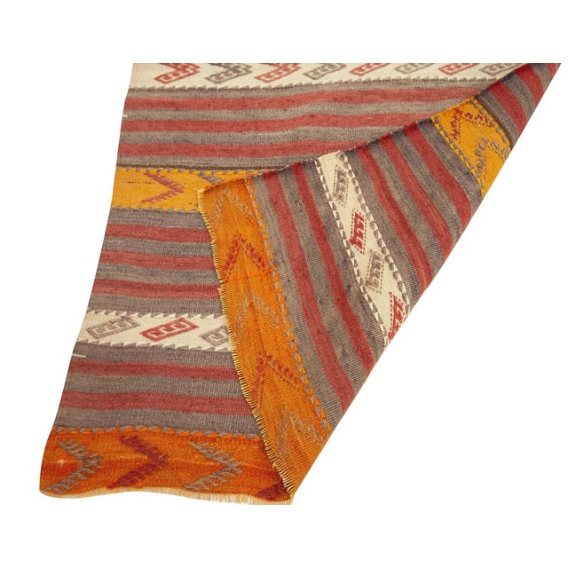 Mid 20th Century Striped Vintage Turkish Kilim Runner For Sale - Image 5 of 7
