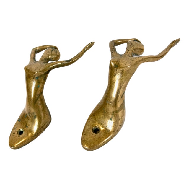 Mid-Century Modern Bronze Ballerina Wall Hook, 1970s, Set of 2 For Sale