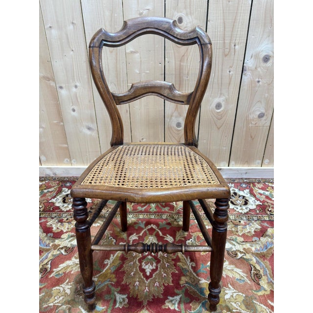 Antique Louis Philippe Caned Walnut Chairs, 1800s, Set of 6 For Sale - Image 5 of 10