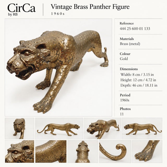 Vintage Brass-Toned Leopard Sculpture, 1960s For Sale - Image 12 of 13