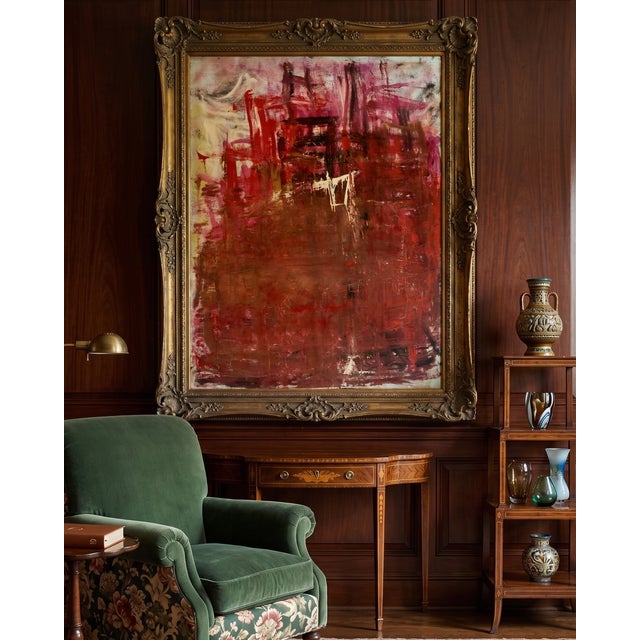 Abstract Large 1990s Abstract Expressionist Mixed Media Action Painting on Canvas - 3' X 4' For Sale - Image 3 of 3