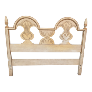 Vintage John Widdiecom Whitewashed Boho Chic Style Full Size Headboard