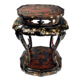 Early 18th Century Japanese Ryukyuan Dragon Mother-Of-Pearl Inlay Lacquer Incense /Plant Stand For Sale