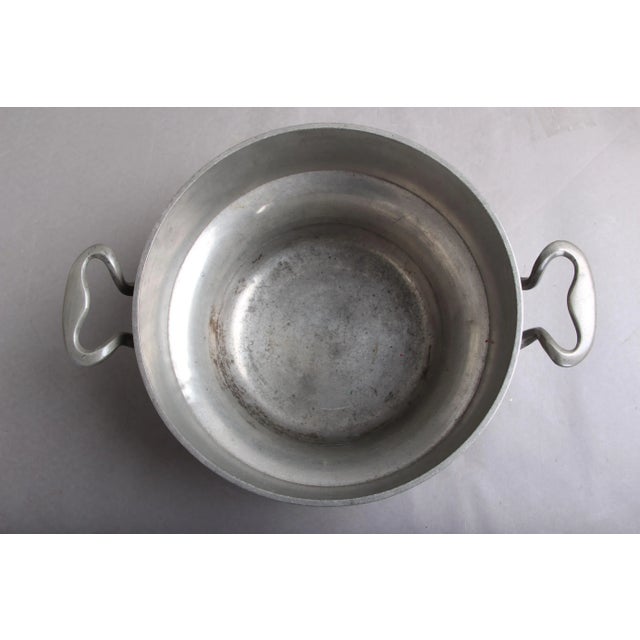 Large Vintage Pewter Pot with 2 Handles & Lid with Wooden Handle For Sale - Image 5 of 9