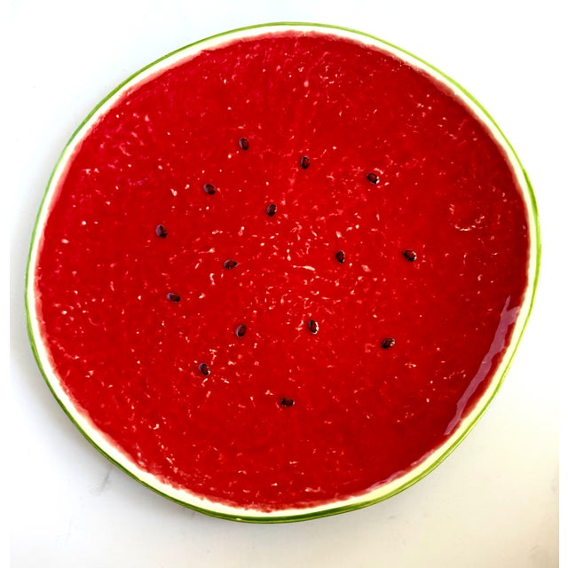 Bordallo Pinheiro Charger Plate Watermelon Ceramic Large Tray Serving Salad Red Green 12 Inch For Sale - Image 15 of 17
