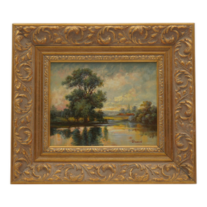 1980s Oil on Board Landscape Riverside Painting - Signed