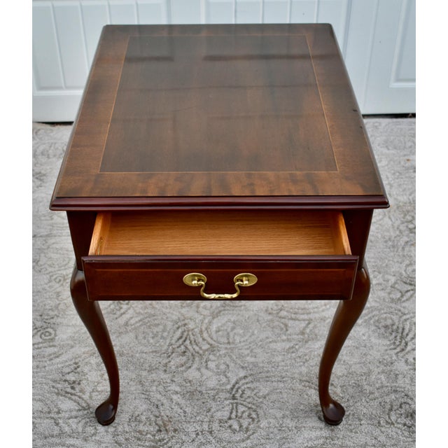 Wood Vintage Councill Inlaid & Banded Mahogany Side Table W/Drawer For Sale - Image 7 of 12