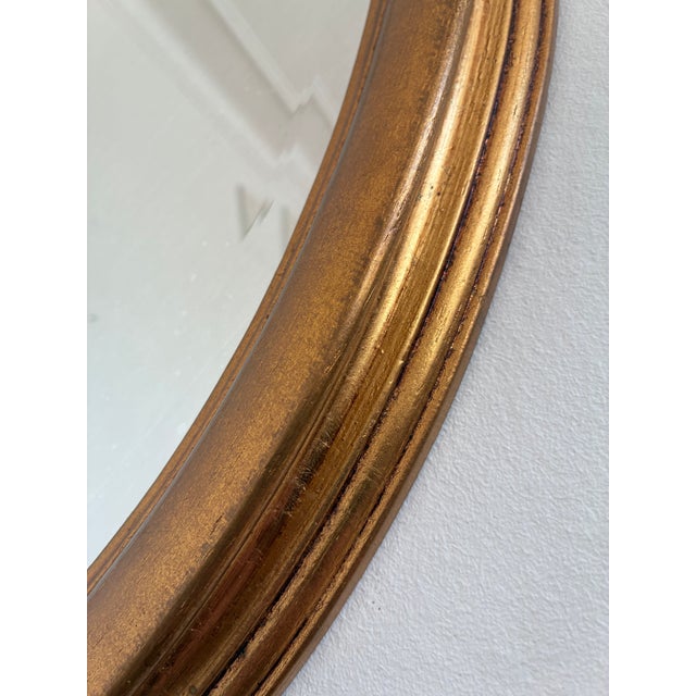Wood Vintage Oval Giltwood Beveled Mirror – Hollywood Regency, Belgium, 1970s For Sale - Image 7 of 9