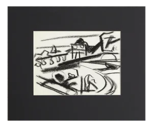 Erle Loran Abstracted San Francisco Bay Landscape Pastel on Paper Mid 20th Century