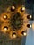 Custom Black + Gold Eight Light Chandelier For Sale - Image 4 of 12