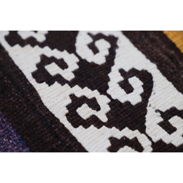 Textile 1970s Turkish Tribal Style Stripe Design Handmade Oushak Kilim Runner Rug For Sale - Image 7 of 10