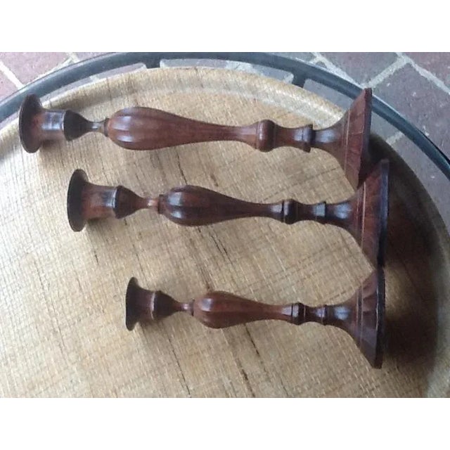 Metal Bombay Metal Candle Holders in Antique Brown Finish - Set of 3 For Sale - Image 7 of 7