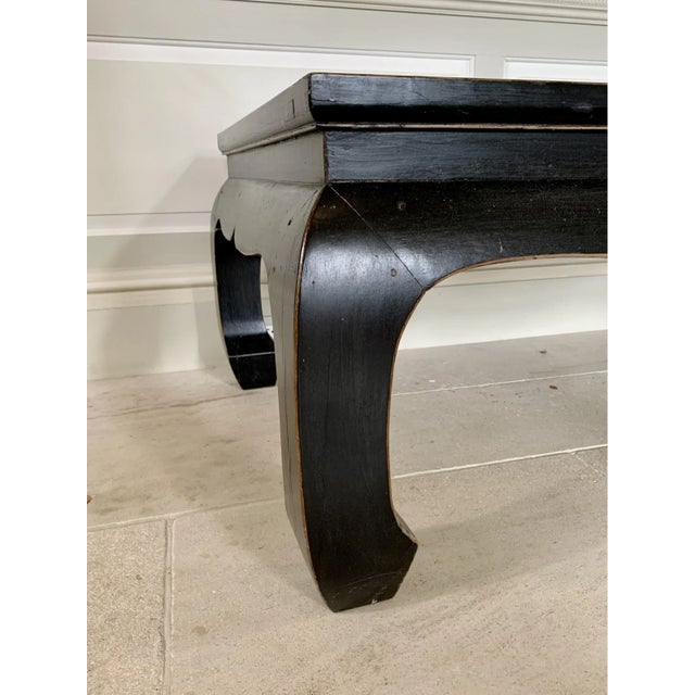 Wood Late 20th Century Kang Style Rectangular Glass Top Coffee Table For Sale - Image 7 of 10