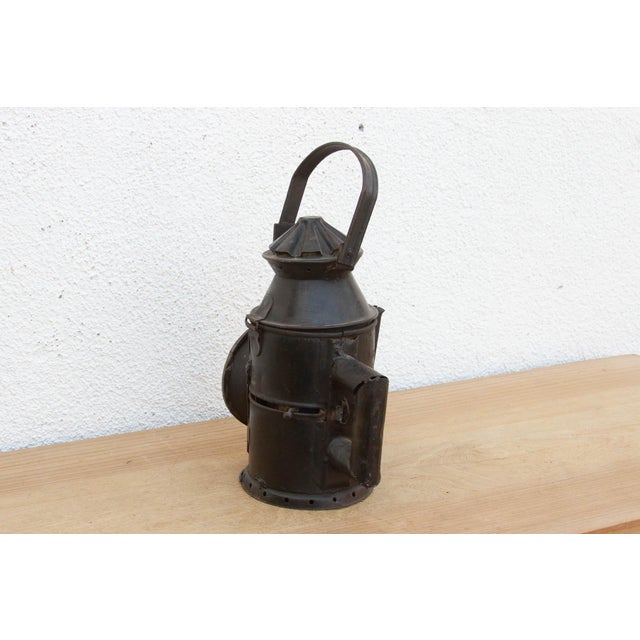 19th Century Antique Industrial Iron Railway Lantern For Sale - Image 5 of 7