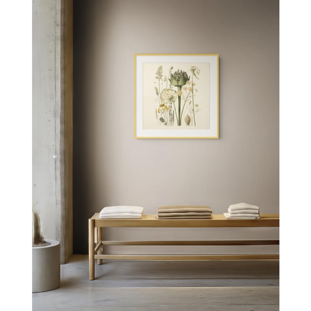 English Vintage Botanical Garden Study No. 13 | Botanical Wall Art in Dark Green & Cream For Sale - Image 3 of 3