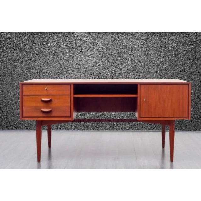 Wood Vintage Executive Desk Teak, 1960s For Sale - Image 7 of 13