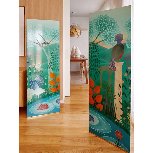 Handmade Folding Screen, 1960s For Sale - Image 3 of 11