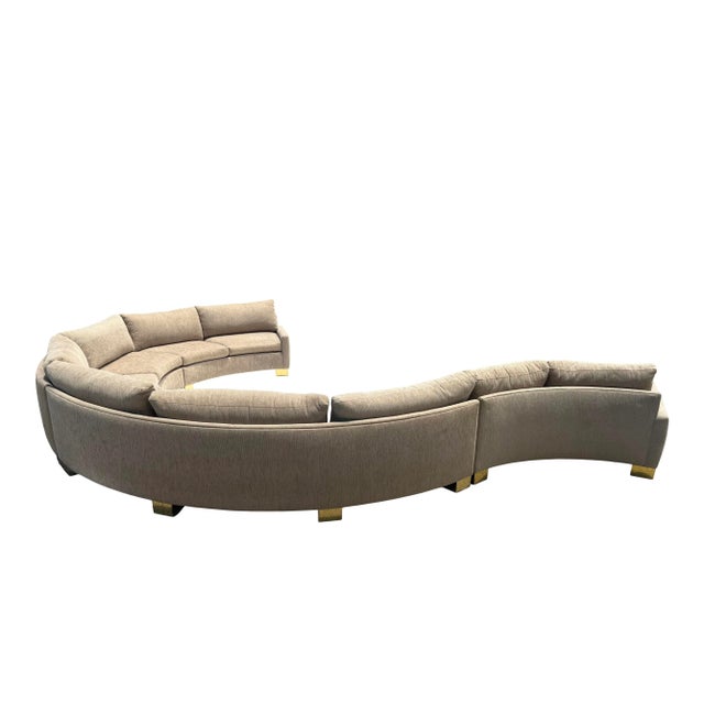 1970s Serpentine Sectional Sofa With Brass Feet For Sale In Miami - Image 6 of 10