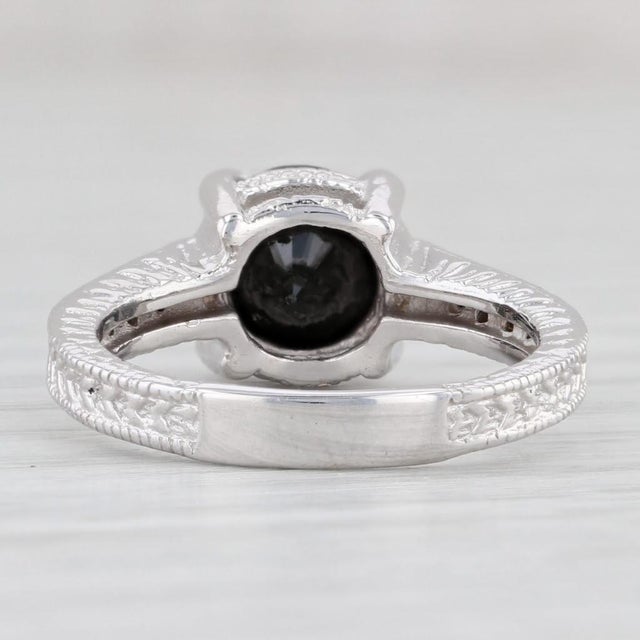 2.70ctw Black Diamond Ring 14k White Gold Size 6 Engagement For Sale - Image 4 of 8
