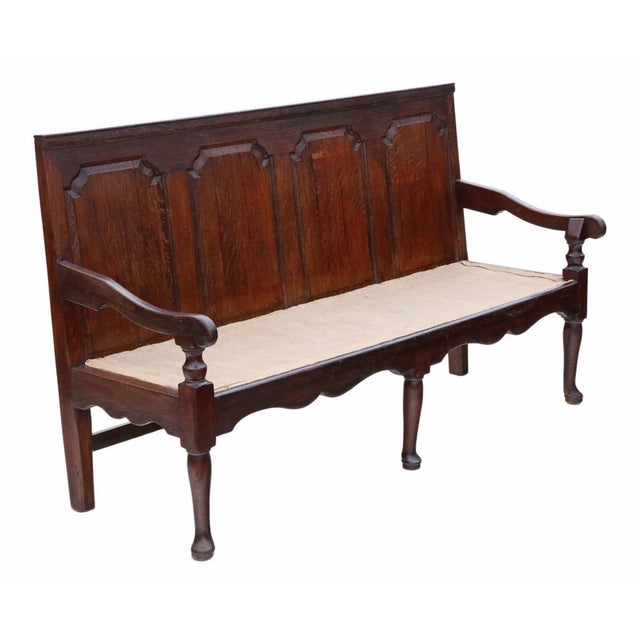 Wood Antique Georgian Oak Bench, 1790s For Sale - Image 7 of 10