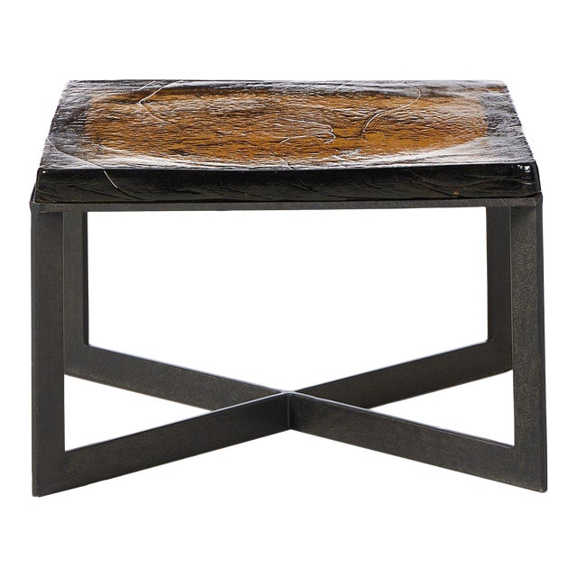 Four Hands Lennie Cast Glass Bunching Table - Amber Cast Glass For Sale