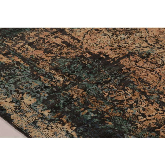 Abstract Rug & Kilim’s Classic Persian-Inspired Rug, Gold and Charcoal Abstract Florals For Sale - Image 3 of 8