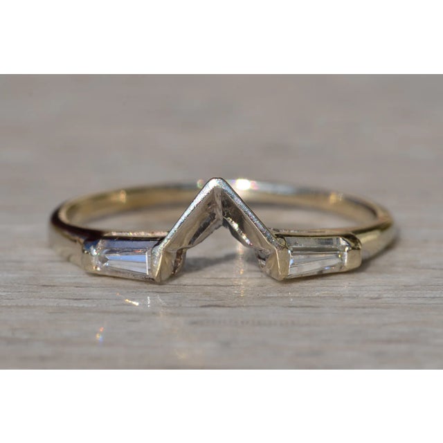 Silver The Anza Vista: Ladies 18K White Gold Angled Diamond Band For Sale - Image 8 of 10