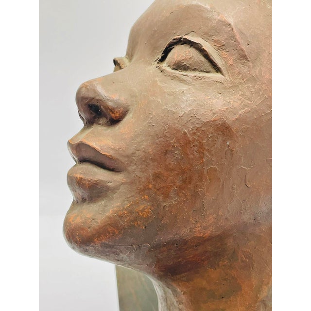 1970s Katherine Kadell Clay Bust Sculpture Female Portrait, Los Angeles Modern Art For Sale - Image 13 of 18