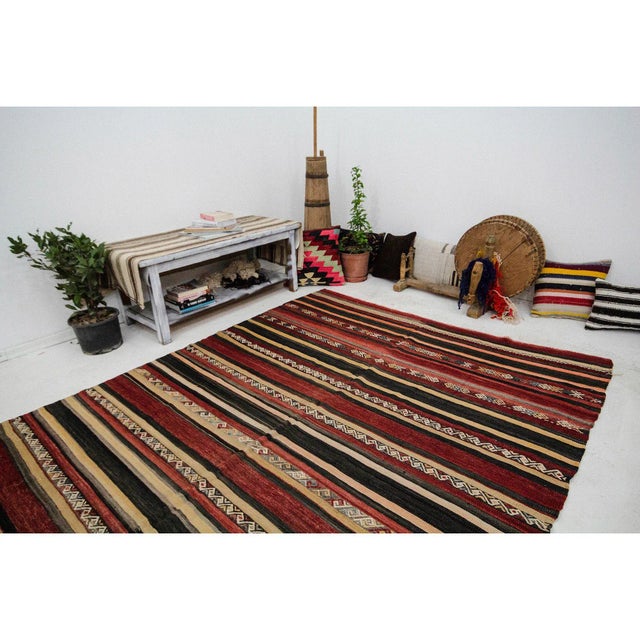 Wool Striped Turkish Kilim Rug- 6′1″ × 12′2″ For Sale In Los Angeles - Image 6 of 7